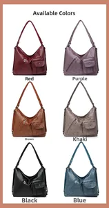 Detailed grid showing six versatile colors of large-capacity textured faux leather crossbody bags