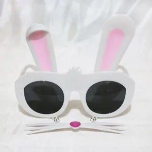 Funny white rabbit ear party sunglasses with pink nose and whiskers accessory