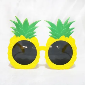 Funny yellow pineapple shaped sunglasses with green leaves for birthday party photo props