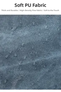 Detail of waterproof blue PU leather texture with high density and wear resistance