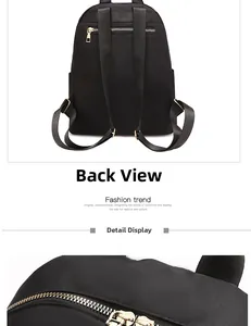Vista de detalle de la mochila Oxford impermeable con correas ajustables y cremalleras