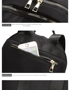 Detalle de mochila con cremallera bidireccional y bolsillo antirrobo trasero para el móvil