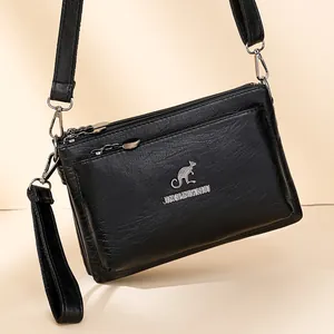 Bolso de Hombro para Mujer de Cuero PU de Moda Bolso Bandolera con Cremallera Multicapa Textura de Lichi Bolso de Mano Cuadrado