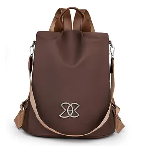 Waterproof anti-theft women backpack in dark brown with multiple adjustable straps
