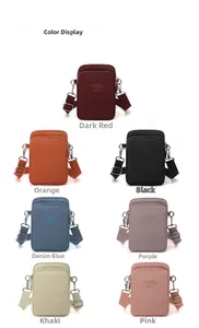 Vertical nylon crossbody bag color collection with adjustable straps and front zip pockets
