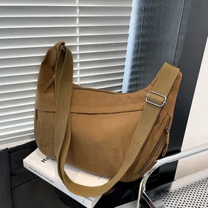 Bolso Bandolera Casual de Nailon para Mujer Gran Capacidad Repelente al Agua Bolso de Hombro Media Luna Correa Ajustable Bolso de Moda