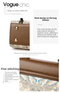 Detail of vintage handbag bottom featuring metal rivets and fine stitching craftsmanship