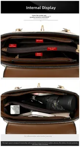Detailed view of the plaid crossbody bag interior with multiple functional compartments