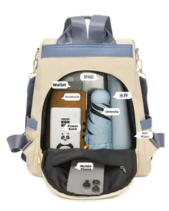 Vue détaillée de l'intérieur d'un sac à dos antivol montrant le rangement organisé