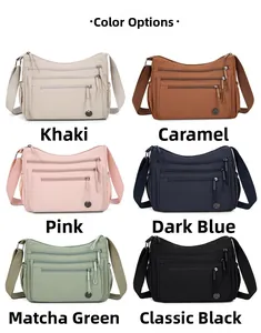 Sac bandoulière en nylon imperméable avec poches multiples en six couleurs tendance