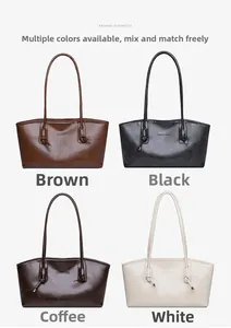 Sac fourre-tout minimaliste en cuir en quatre couleurs : marron, noir, moka et blanc