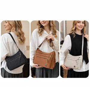 Casual nylon crossbody bags for women in black, brown, and beige colors, stylish