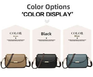 Minimalist crossbody saddle bags shown in brown, black, and blue textured leather