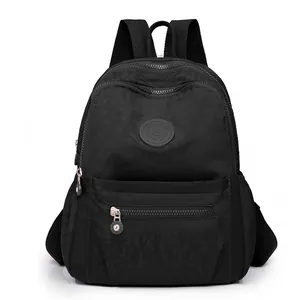 Fashionable black oxford backpack for women with multi-pocket design and sport zippers