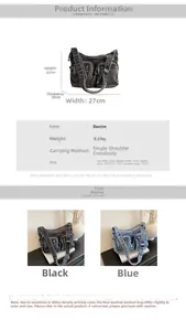 Spécifications de taille pour le sac bandoulière vintage en denim délavé multi-poches