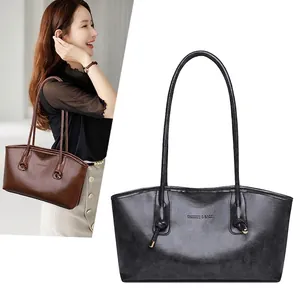 Sac fourre-tout tendance en similicuir pour femme avec détails noués et grande capacité