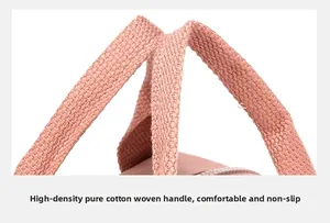 Close-up of high-density pink cotton woven handles for soft and comfortable carrying