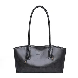 Grand sac cabas noir en cuir avec détails de nœuds et fines bretelles pour femme
