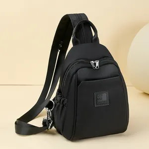 Mini sac à dos polyvalent en tissu Oxford noir avec sangles réglables pour femmes