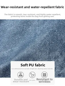 Detail of durable blue PU leather fabric showing water-resistant and scratch-proof texture