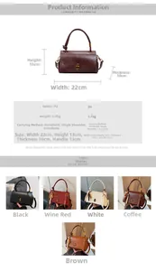 Detaillierte Größentabelle und Maße für die Vintage PU-Leder Umhängetasche