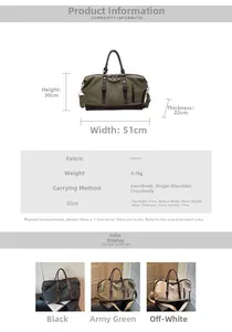 Dettaglio borsa da viaggio in tela 51x30x22cm con tracolla rimovibile e regolabile