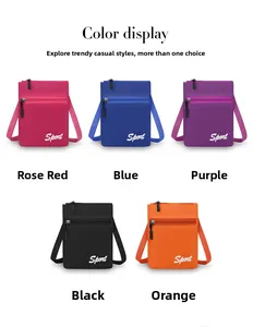 Variété de couleurs de mini sacs à bandoulière sport en nylon avec poches zippées en couleurs