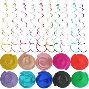 Metallic PVC Hanging Spiral Swirls For Birthday Wedding Party Celebration Star Number Ceiling Hanging Ornaments