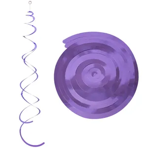 Shiny purple PVC spiral swirl ornaments for party decoration with plastic hanging hooks