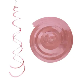 Pink metallic spiral hanging swirls for birthday party and wedding decorations with hooks
