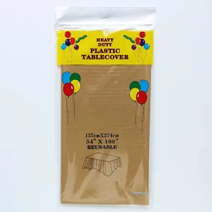 Mantel de plástico dorado resistente para fiestas con motivos de globos 137x274cm