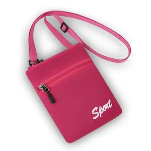 Petit sac bandoulière rose en nylon avec texture diamant et sangle réglable femme