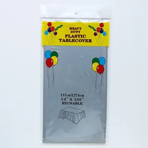 Mantel de plástico PE gris 137x274cm para fiestas y mesas de postre pesadas