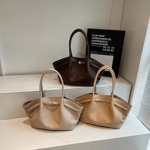 Chic lychee pattern underarm tote bags in brown, beige, and cream colors