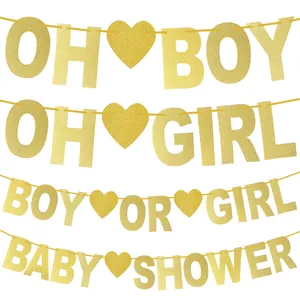Gold Glitzer Oh Boy Oh Girl Baby Shower Banner Für Gender Reveal Party Dekoration Girlande Welcome Baby Boy Girl