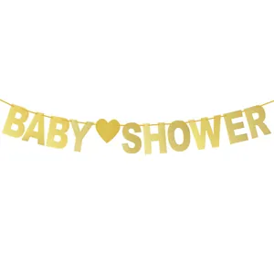 Gold glitzerndes Baby Shower Banner mit Herz für die Dekoration von Neugeborenen Partys