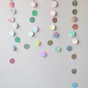 Ghirlanda di cerchi olografici cangianti per decorazioni di feste disco e compleanni