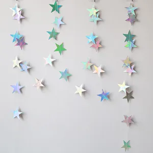 Ghirlanda di stelle in carta iridescente per decorazioni festa disco e compleanni