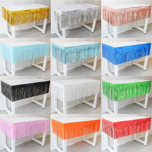 Jupe de Table à Franges en Feuille Métallique Glands en Lamé Décoration de Table pour Anniversaire Mariage Fête Accessoires Muraux