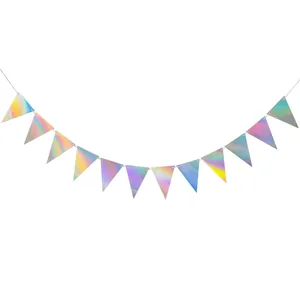 Ghirlanda di bandierine triangolari olografiche per decorazioni per feste disco