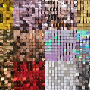 Quadratisches Glitzer Pailletten Wandpaneel Kunststoff PET Reflektierender Hintergrund Für Geburtstag Party Hochzeit Event Zeremonie Dekoration