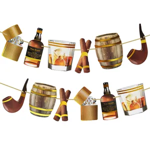 Gentleman Whiskey Zigarre Thema Party Banner Retro Bar Deko Papier Girlande Herren Geburtstag Dekoration