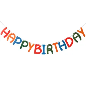 Colorful Happy Birthday hanging letter banner for kids daisy party decorations