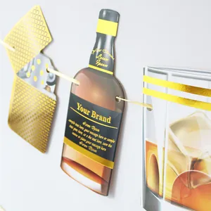 Whisky Partygirlande mit Goldfolie Flaschen und Feuerzeug Motiven für Dekoration