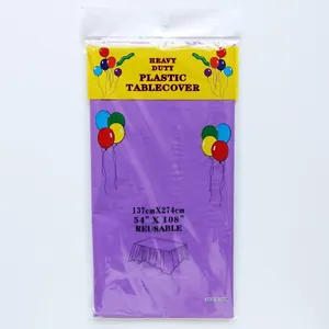 Mantel de plástico PE morado 137x274cm, paquete resistente y reutilizable para fiestas