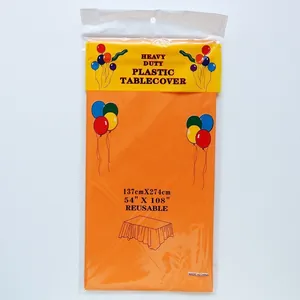 Mantel desechable de plástico PE naranja brillante de 137x274cm para fiestas festivas