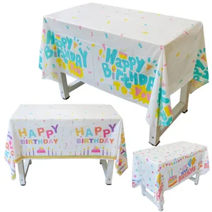 Mantel de Cumpleaños de Plástico Desechable Happy Birthday Pastel Globo Estampado Impermeable Mantel Rectangular Decoración Fiesta