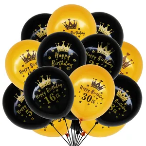 Latex Verjaardagsballonnen Met Kroon Ster Nummer Geprint Patroon Voor Verjaardagsfeest Jubileum Decoratie Cadeau