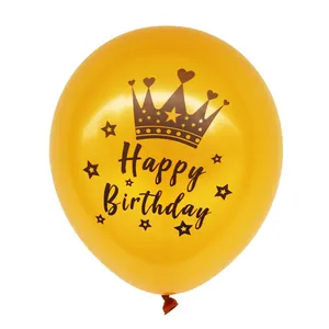 Gouden Happy Birthday latex ballon met kroon en sterren voor verjaardagsfeest decoratie