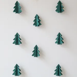 3D dark green paper Christmas tree garland hanging decoration for festive ceiling decor